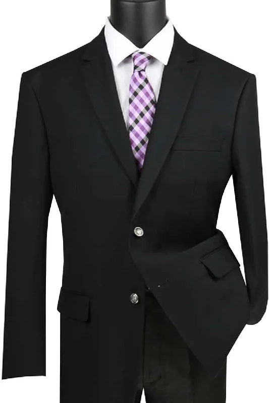 Mens Classic Fit 2 Button Dress Blazer Sport Jacket in Black Traditional Men's Wool Traditional Men's Wool