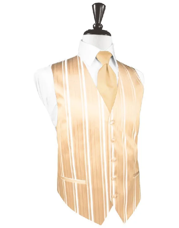 Peach Striped Satin Tuxedo Vest Athletic Men's High Athletic Men's High