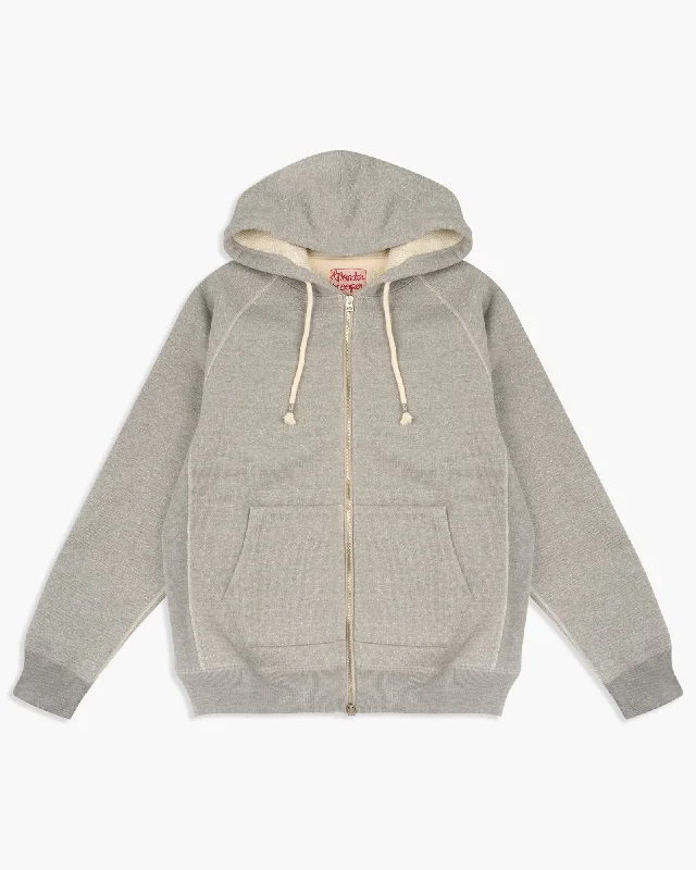 Wonder Looper 876gsm Double Heavyweight French Terry Zip Hoodie - Heather Grey Beach Beach