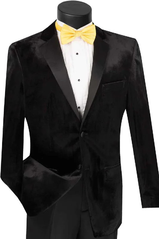 Mens Modern Designer Velvet Prom and Wedding Tuxedo in Black Practical Men's Quick Practical Men's Quick