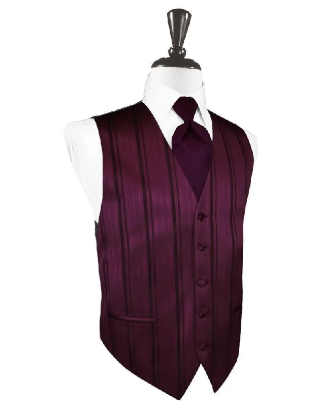 Berry Striped Satin Tuxedo Vest Dynamic Men's Glow Dynamic Men's Glow