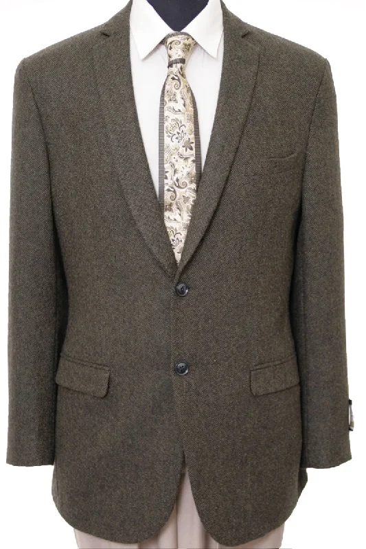 Men's Two Button Wool Tweed Professors Blazer in Drab Olive Brown Gym Gym