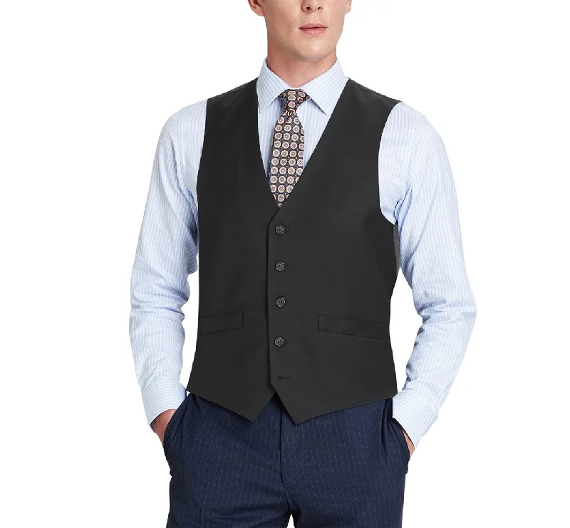 Renoir 201-1 Men's Classic Fit Suit Separate Vest - Black Modern Men's Tech Modern Men's Tech