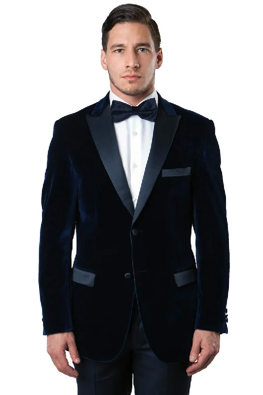 Men's Two Button Velvet Tuxedo Dinner Jacket in Navy Blue Hip Men's Urban Hip Men's Urban