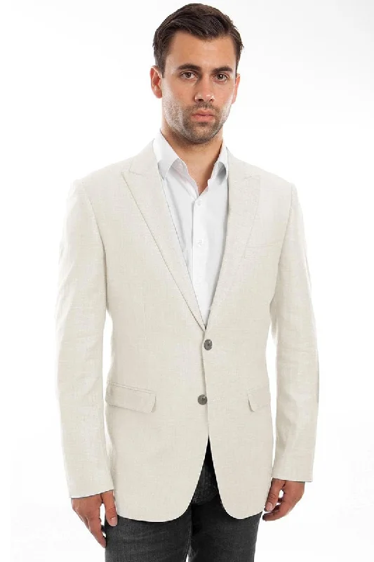 Men's Two Button Summer Linen Blazer in Ivory Cool Men's Skate Cool Men's Skate