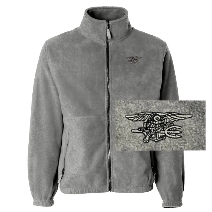 Trident Grey Full-Zip Fleece Jacket with American Flag Modern Men's Tech Modern Men's Tech