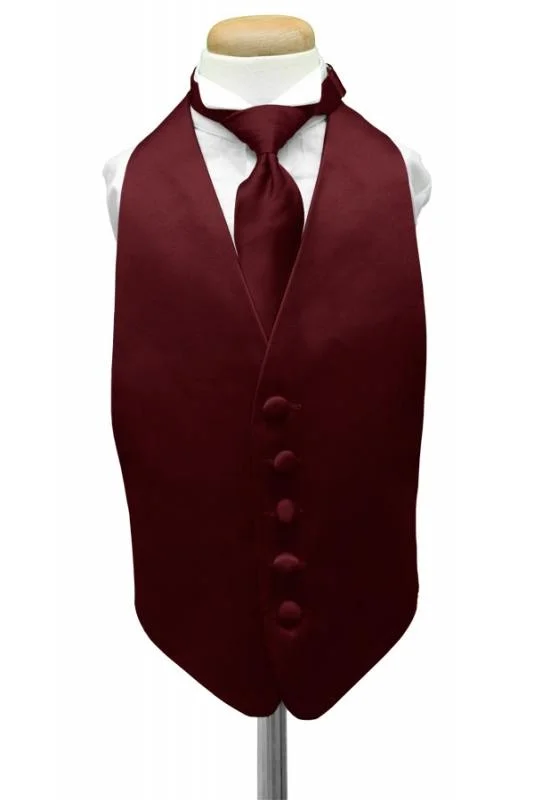 Wine Luxury Satin Kids Tuxedo Vest Dynamic Men's Moto Dynamic Men's Moto