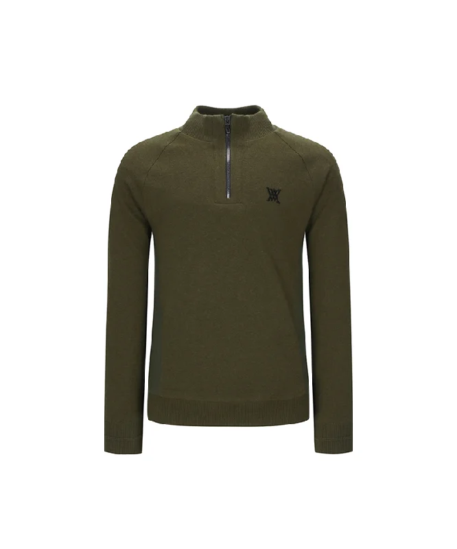 ANEW Golf Men's Wind Block Half Zip-up Pullover - Khaki Trendy Men's Oversized Trendy Men's Oversized