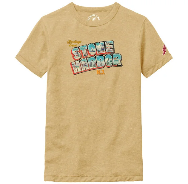 Kids Stone Harbor Postcard Tee - Heather Varsity Gold Adventure Adventure