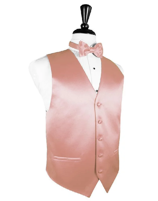 Coral Luxury Satin Tuxedo Vest Refined Men's European Refined Men's European