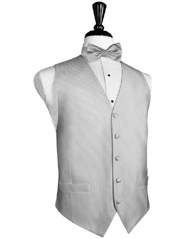 Silver Faille Silk Tuxedo Vest Sophisticated Men's French Sophisticated Men's French