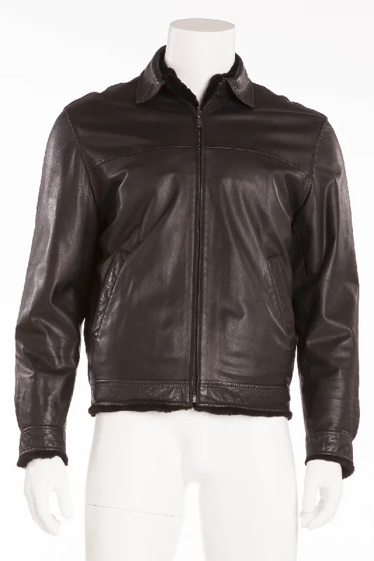 Brioni - Black Leather Zip Up Jacket  - Adventure Adventure