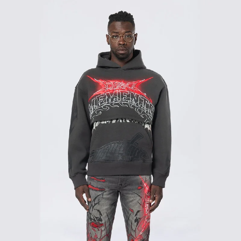 Dropped Shoulder 2-Fer Dystopian Hoodie - Graphite Artistic Men's Avant Artistic Men's Avant