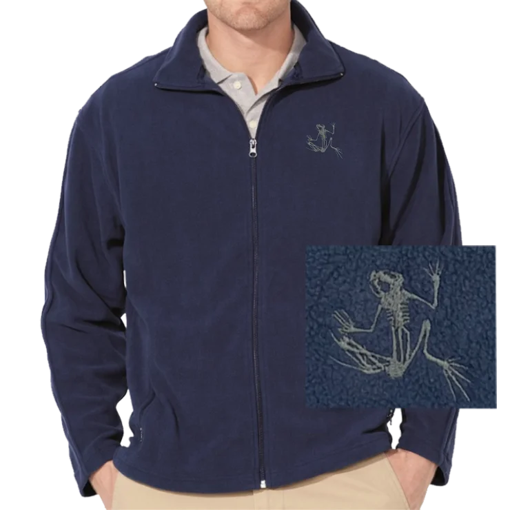 Bone Frog Navy Microfleece Full-Zip Jacket Business Business