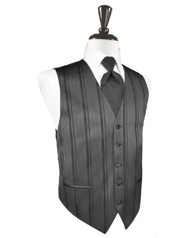 Pewter Striped Satin Tuxedo Vest Cozy Men's Winter Cozy Men's Winter