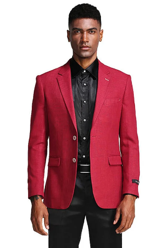 Men's Slim Fit Casual Summer Sport Coat in Burgundy Adventure Adventure