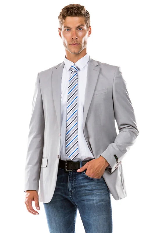 Men's Designer Suit Separate Jacket in Light Grey Business Business