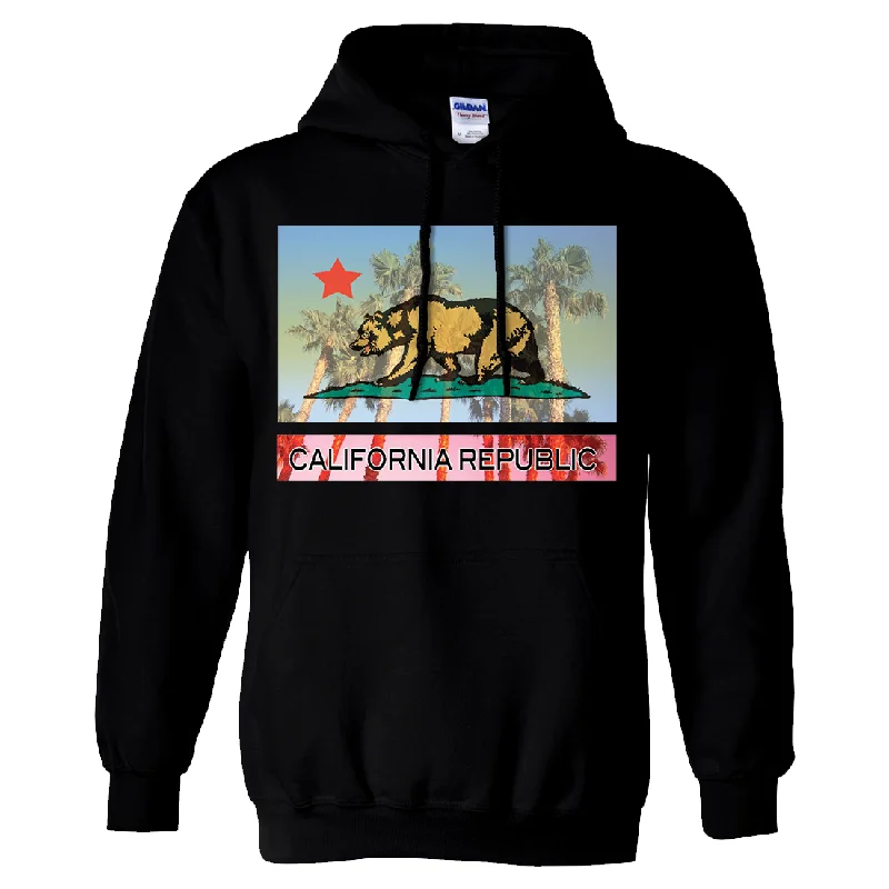 California Republic Palm Tree Bear Sweatshirt Hoodie Youthful Men's Anime Youthful Men's Anime