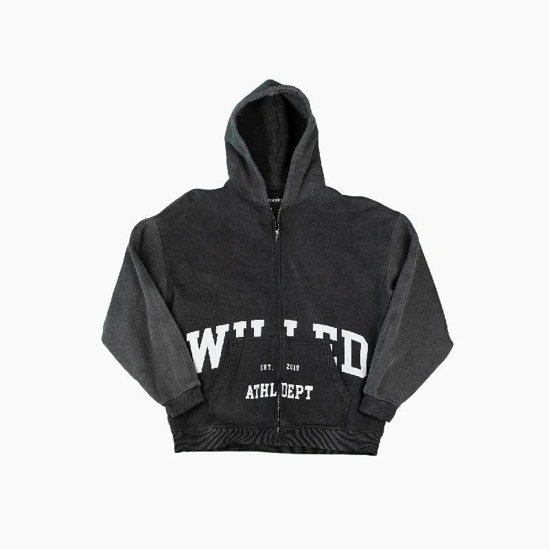 WILLED POCKET ZIP HOODIE - VINTAGE BLACK British Gentleman Style British Gentleman Style