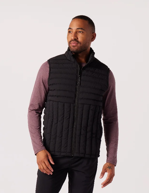 Hybrid Puffer Vest: Black Casual Men's Japanese  Casual Men's Japanese 