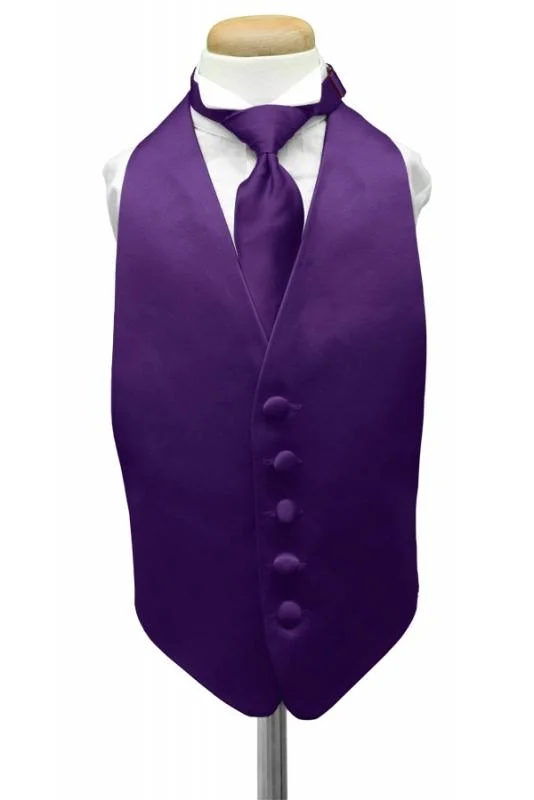 Purple Luxury Satin Kids Tuxedo Vest Beach Beach