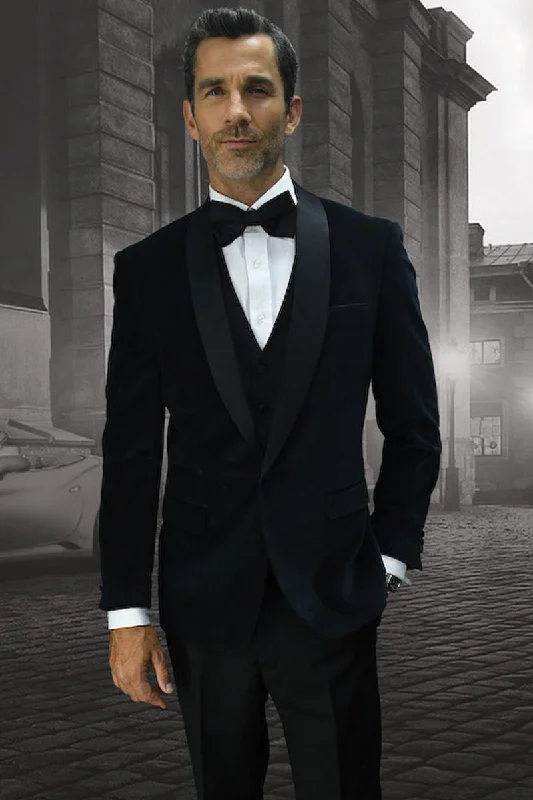 Men's Designer Vested Velvet Wedding & Prom Tuxed in Black Cool Men's Skate Cool Men's Skate