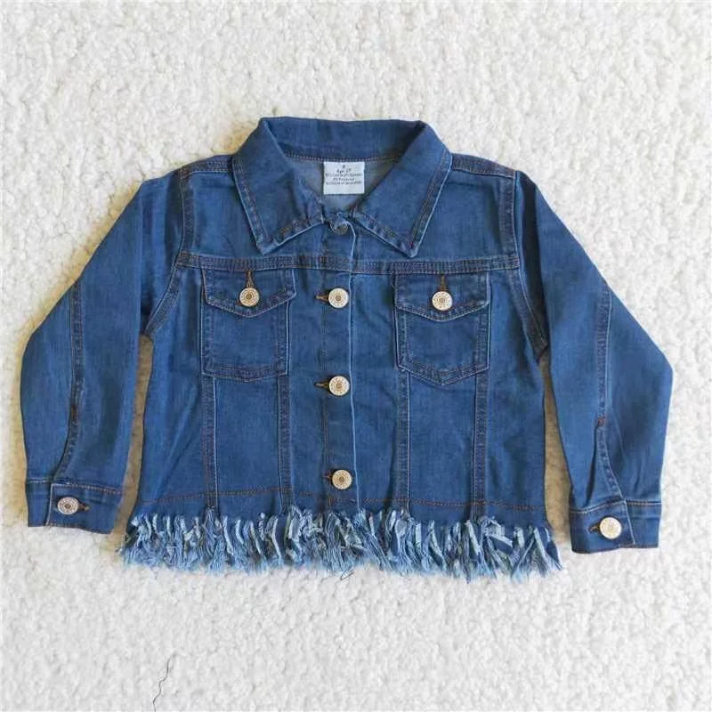 6 B1-39 Girls Tassels Blue Denim Jacket Organic Organic