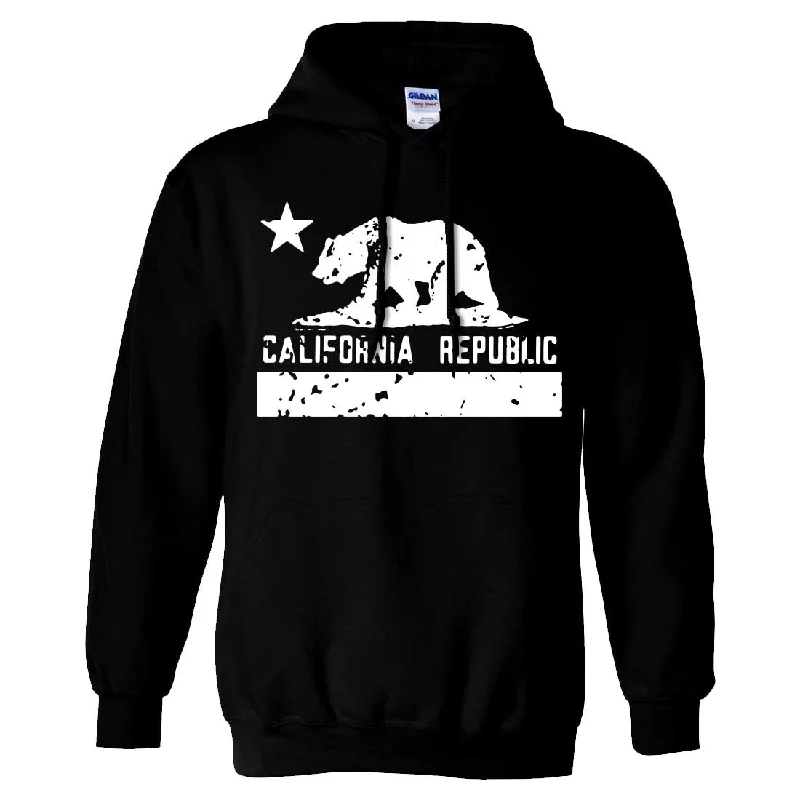 California Flag White Print Silhouette Sweatshirt Hoodie Dynamic Men's Glow Dynamic Men's Glow