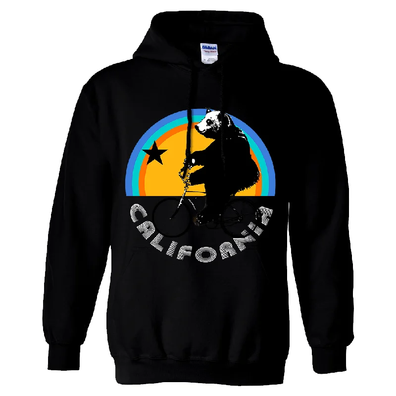 California Bear On Bike Sweatshirt Hoodie Cozy Men's Winter Cozy Men's Winter