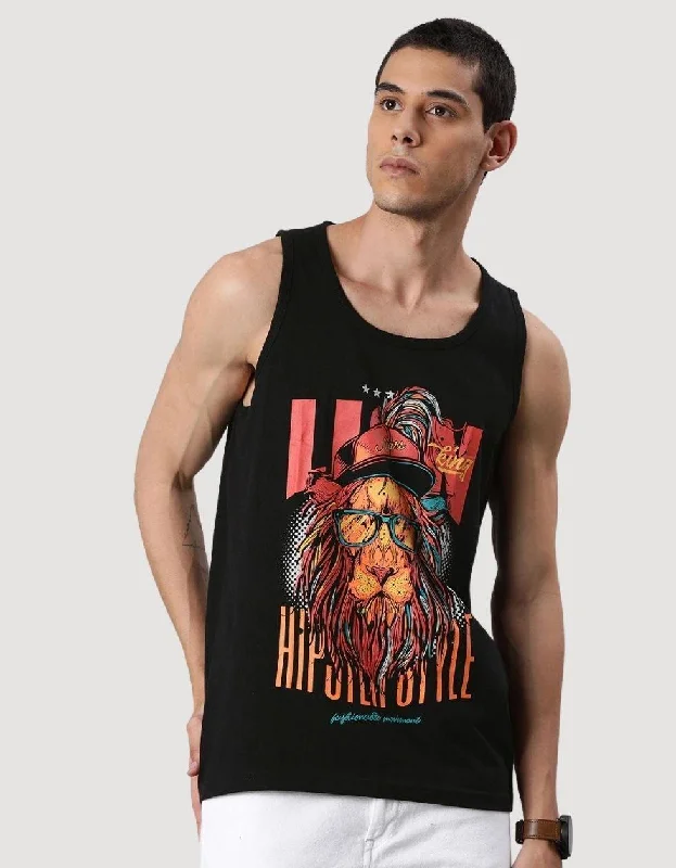 Black Lion King Gym Vest Vintage Men's 1970S Disco Vintage Men's 1970S Disco