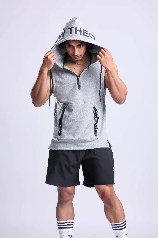 Athletic Training Sleeveless Hoodie- Grey Practical Men's Multi Practical Men's Multi