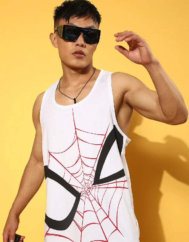 White Spiderman Graphic Printed Vest - Original Marvel Tee Elegant Men's Formal  Elegant Men's Formal 