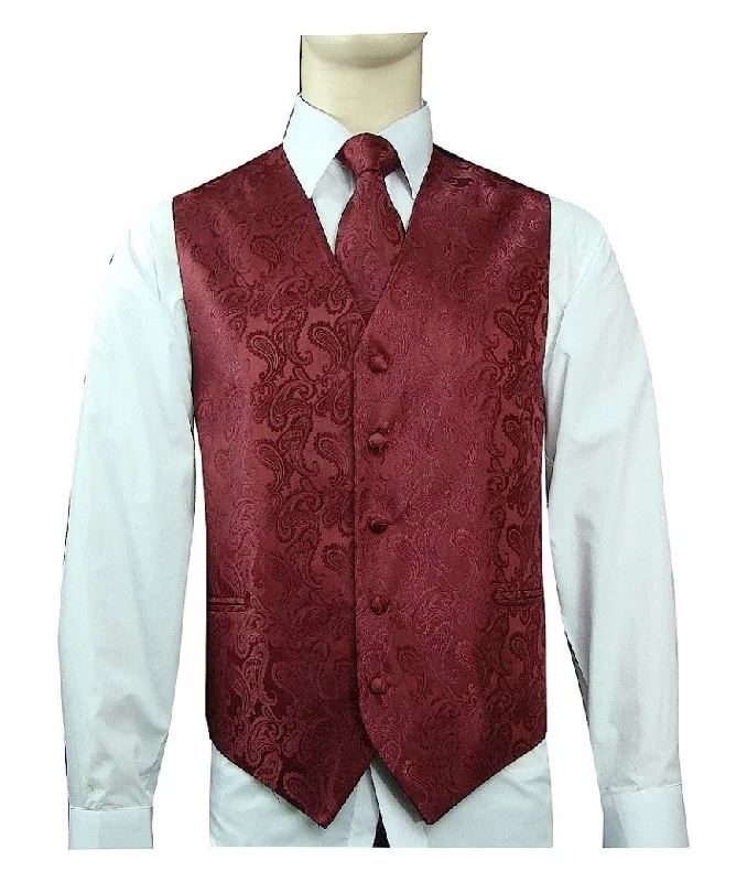 Men's 20-1 Microfiber Paisley Vest, Tie & Hanky Business Business