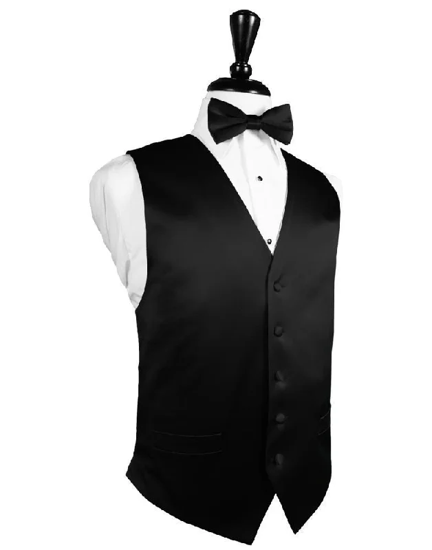 Black Noble Silk Tuxedo Vest Polished Men's Satin Polished Men's Satin