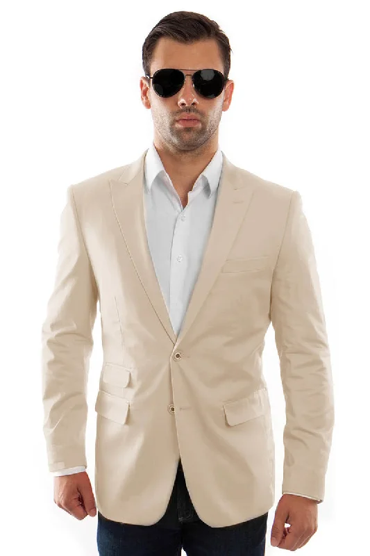 Men's Two Button Peak Lapel Summer Sport Coat in Tan Elegant Men's Formal  Elegant Men's Formal 