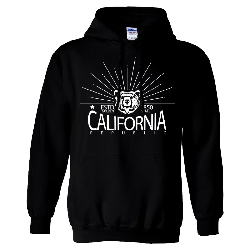 California Golden State White Print Sweatshirt Hoodie Stylish Men's Neon Stylish Men's Neon