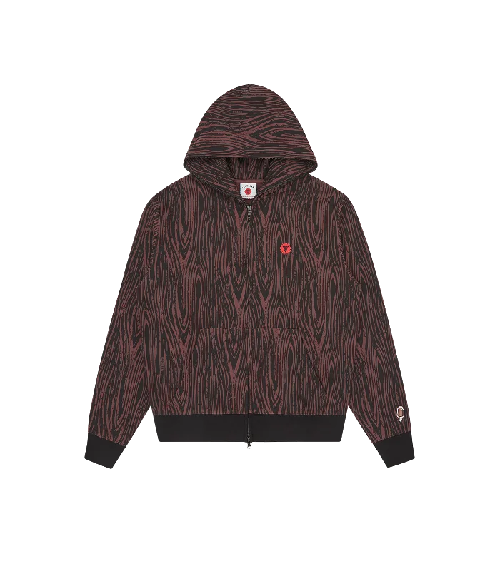 WOODGRAIN ZIP THROUGH HOOD - BROWN Stylish Men's Tropical  Stylish Men's Tropical 