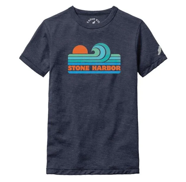 Kids Stone Harbor Victory Falls Wave Tee - Heather Navy Confident Men's High Confident Men's High