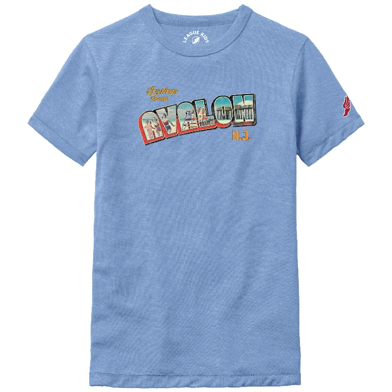 Kids Avalon Postcard Tee - Heather Power Blue Street Street