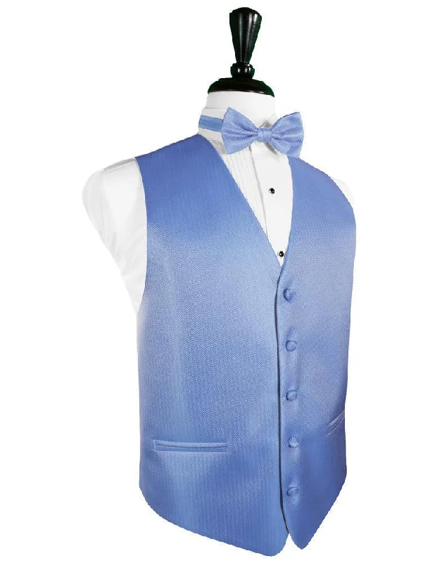 Cornflower Herringbone Tuxedo Vest Elegant Men's Formal  Elegant Men's Formal 