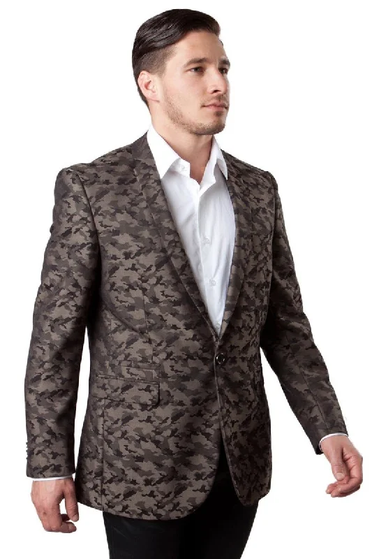 Men's One Button Camo | Camouflage Sports Coat in Brown Cool Men's Distressed Cool Men's Distressed