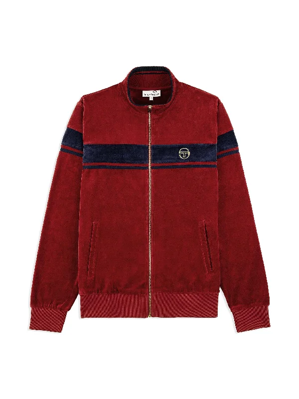 Damarindo Velour Track Jacket- Merlot/ Maritime Blue Monochromatic All Monochromatic All