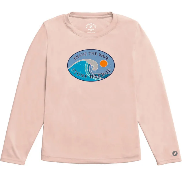 Kids Stone Harbor Sundial (UV protection) Long Sleeve Crew - Pink Sands Laid Laid