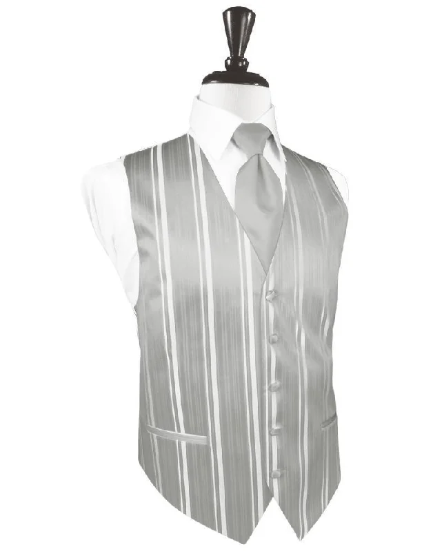 Platinum Striped Satin Tuxedo Vest Elegant Men's Cashmere Elegant Men's Cashmere