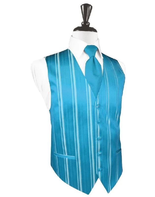 Turquoise Striped Satin Tuxedo Vest Stylish Men's Neon Stylish Men's Neon