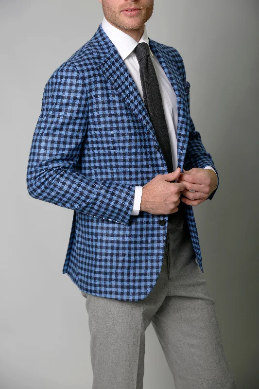 James in Blue Gingham Flannel Modern Men's Tech Modern Men's Tech