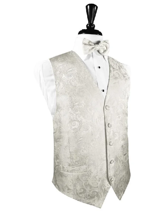 Ivory Tapestry Silk Tuxedo Vest Laid Laid