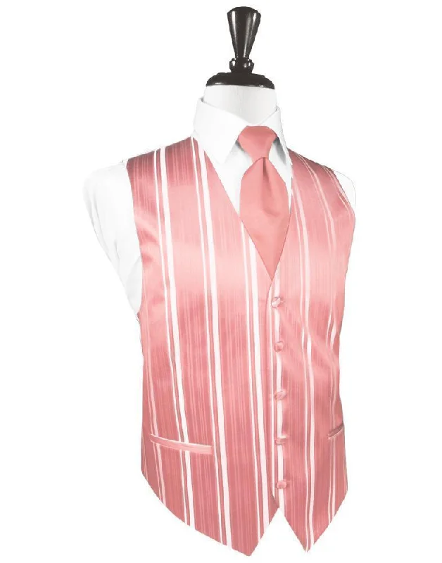 Coral Reef Striped Satin Tuxedo Vest Sophisticated Men's  Sophisticated Men's 