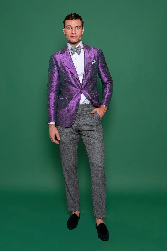 Dupioni Silk Purple Peak Lapel Jacket Organic Organic