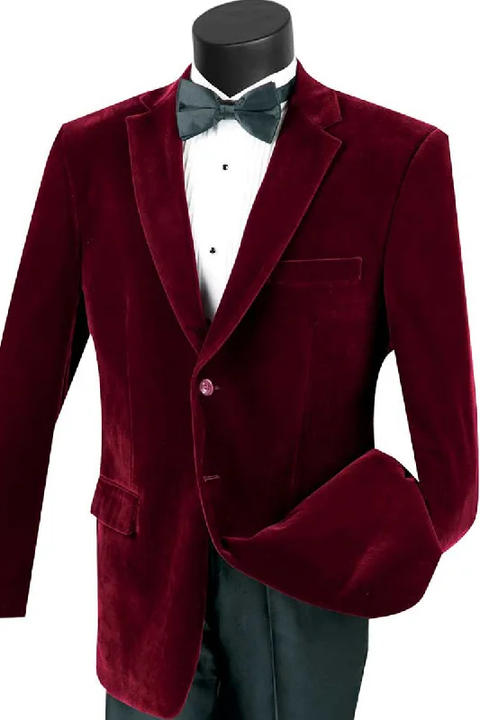 Mens 2 Button Regular Fit Velvet Blazer in Burgundy Cclassic Men's Tweed Cclassic Men's Tweed